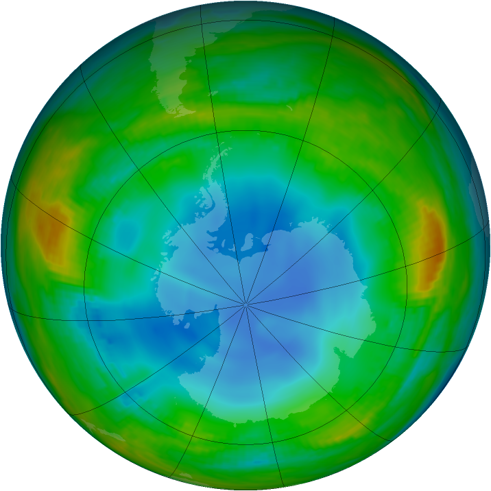Antarctic ozone map for 19 July 1986